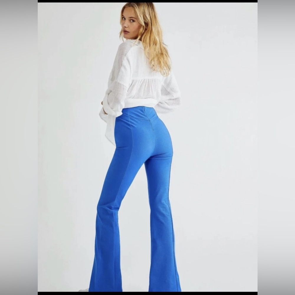 NWOT Free People Cobalt Blue split hem pants Size Small